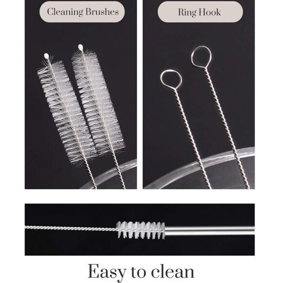 19 PC SET Stainless Steel Straws Cleaning Tools Straw Tips Storage Bag NWT - Picture 7 of 8